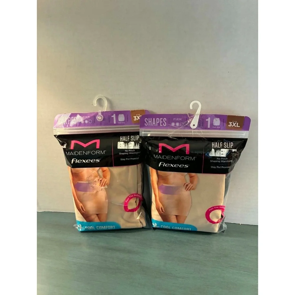 2pk Maidenform Flexees Half Slip 8184 Firm Control Shaping Beige Nude 3XL NEW